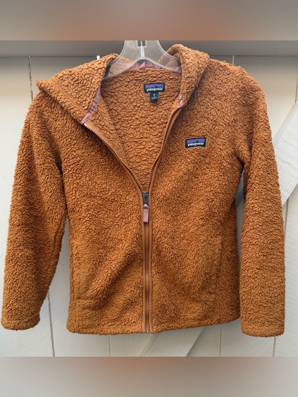 Patagonia Kids Sherpa Hoodie Jacket - Rust size Medium